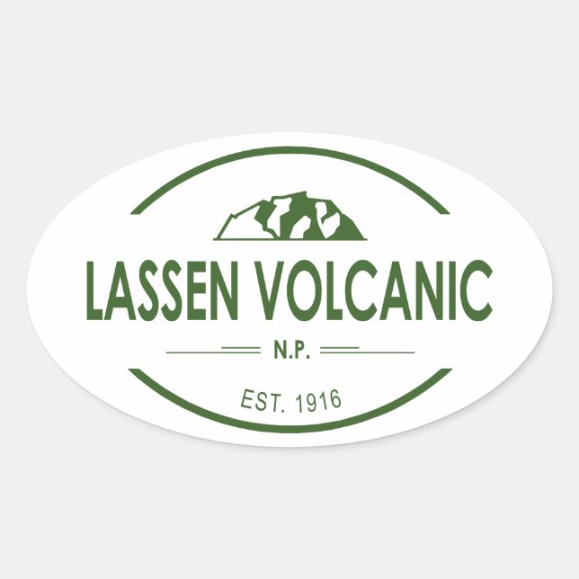 Adesivo Oval Parque Nacional Vulcânico Lassen (Frente)