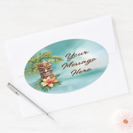 Adesivo Oval Partido Tropical Tiki