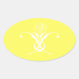 Adesivo Oval Páscoa Amarelo do Pastor Flor Branco