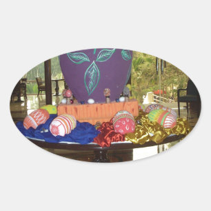 Adesivo Oval Páscoa Festiva Joyful Springtime Ovos Coloridos