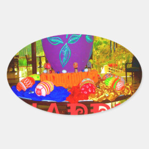 Adesivo Oval Páscoa Festiva Joyful Springtime Ovos Coloridos