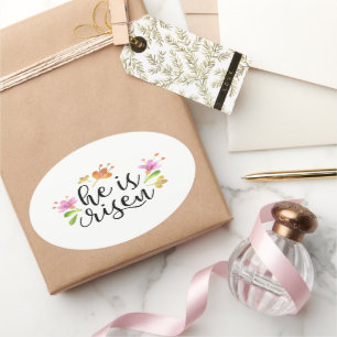 Adesivo Oval Páscoa Matthew 28:6 Ele é Risen