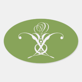 Adesivo Oval Páscoa Verde do Pastor Flor Branco