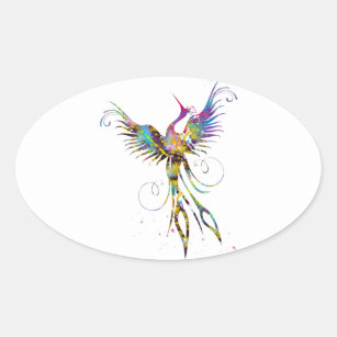 Adesivo Oval Pássaro de Phoenix