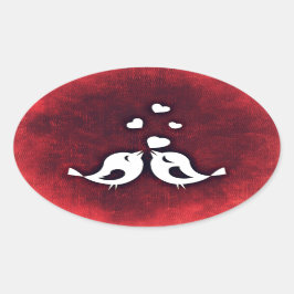 Adesivo Oval Pássaros apaixonados