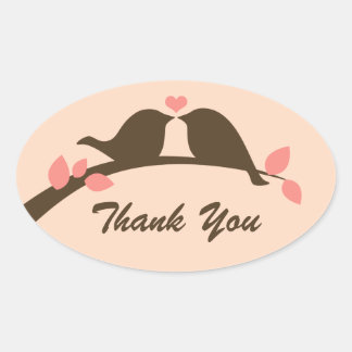 Adesivo Oval Pássaros do Amor Obrigado