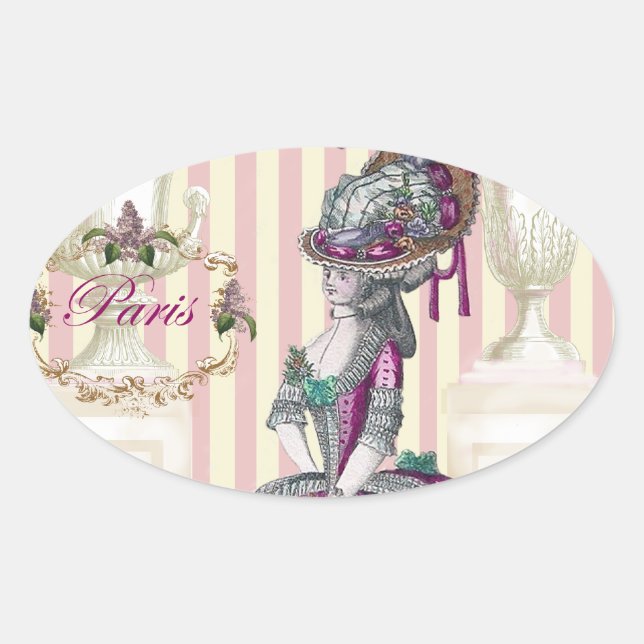 Adesivo Oval Passo da manhã no Champs-Élysées (Frente)