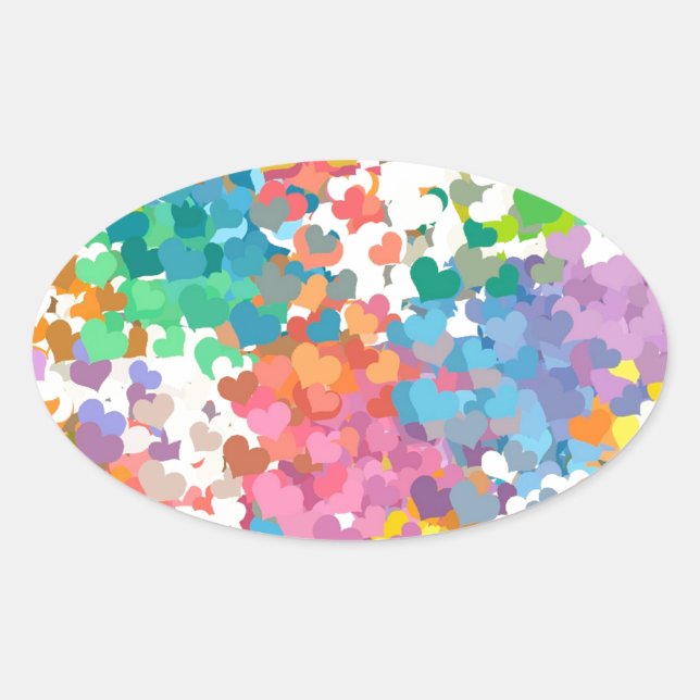 Adesivo Oval Pastel Confetti Hearts (Frente)