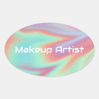 Adesivo Oval Pastel Holographic Swirl Abstract