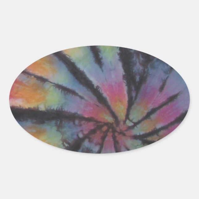 Adesivo Oval Pastel Spiral Swirl Tie Dye (Frente)