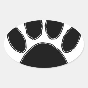 Adesivo Oval Pata De Cão Desenhando Em Preto