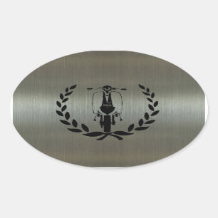 Adesivo Oval Patinete preto retro dentro do louro