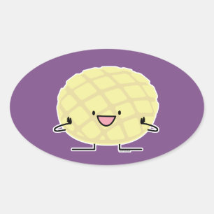 Adesivo Oval Patisserie doce do pão do concha japonês da