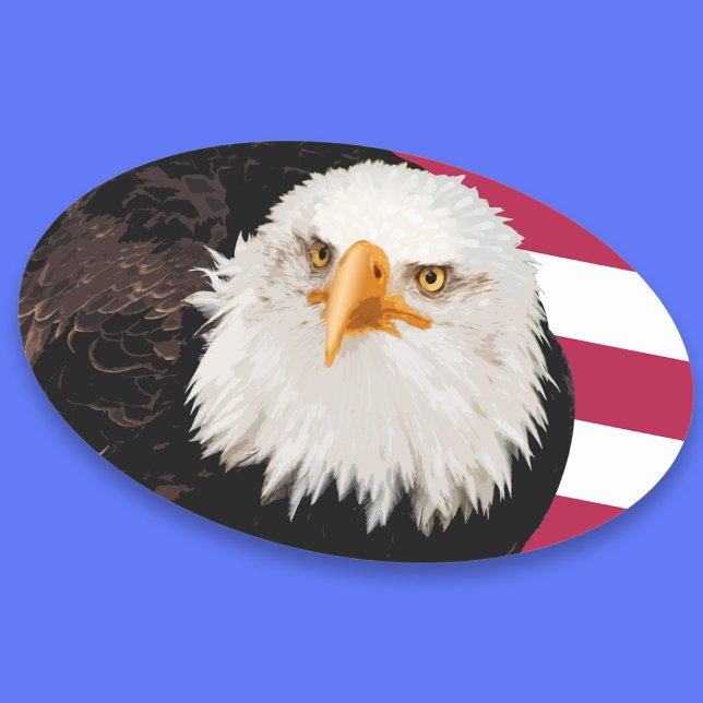 Adesivo Oval Patriótica Águia Americana Bandeira Estimula Indep (Large oval patriotic eagle sticker)