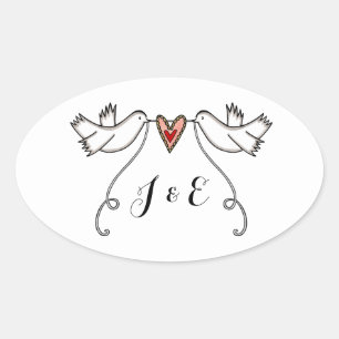 Adesivo Oval Pau de Casamento para Modos Brancos Personalizados