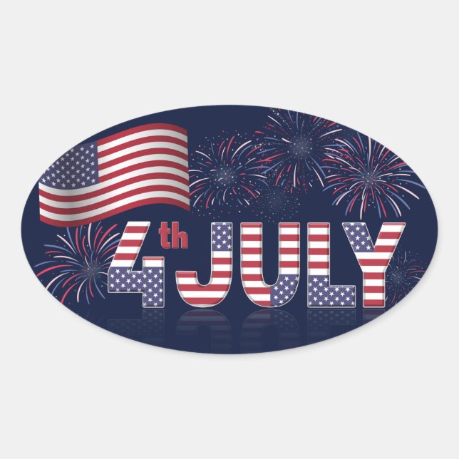 Adesivo Oval Pau Quadrado de Independência Feliz (Frente)