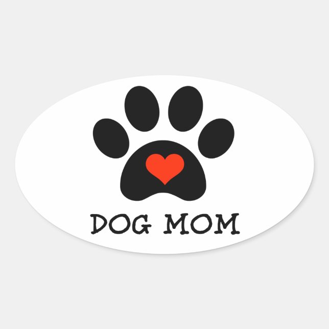 Adesivo Oval Pawprint Dog Mãe (Frente)