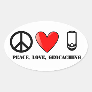 Adesivo Oval Paz, Amor e Geocaching