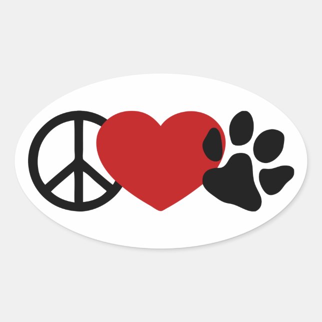 Adesivo Oval Paz-Amor-Paw (Frente)