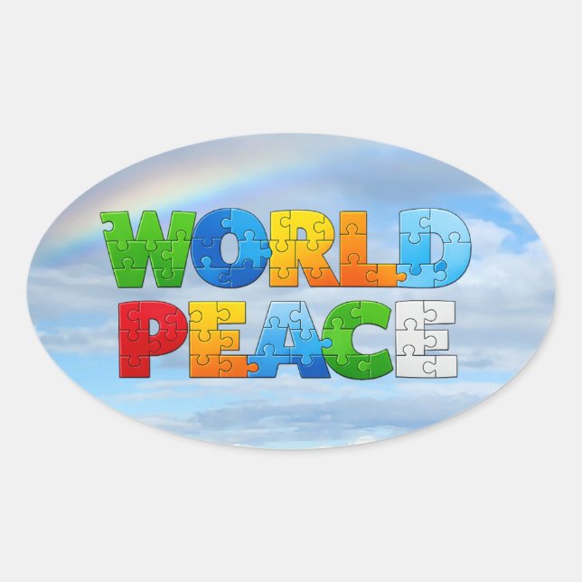 Adesivo Oval Paz Mundial (Frente)