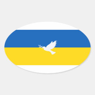 Adesivo Oval Paz na bandeira mundial da Ucrânia