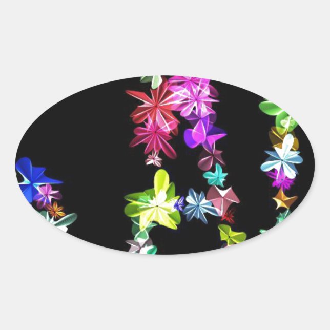 Adesivo Oval "PAZ" na Impressão de Arte das Flores (Frente)