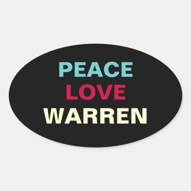 Adesivo Oval Peace Love WARREN Oval Sticker (Frente)