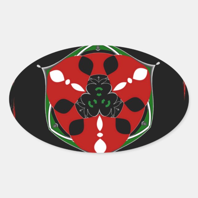 Adesivo Oval "Peace: with Shield Emblem" Art Impressão (Frente)