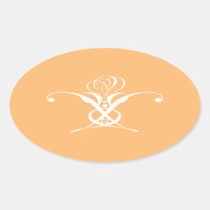 Adesivo Oval Peach Retro White Flourish Rosa
