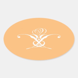 Adesivo Oval Peach Retro White Flourish Rosa