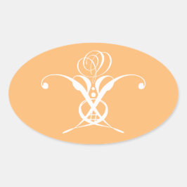 Adesivo Oval Peach Retro White Flourish Rosa