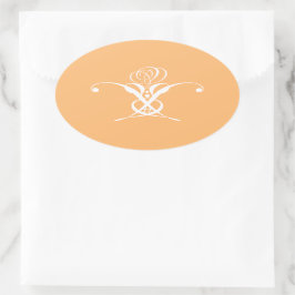 Adesivo Oval Peach Retro White Flourish Rosa