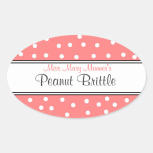 Adesivo Oval Peach & White Dots-Business Logo-Sweets