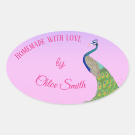 Adesivo Oval Peacock Chá de panela de Elegante