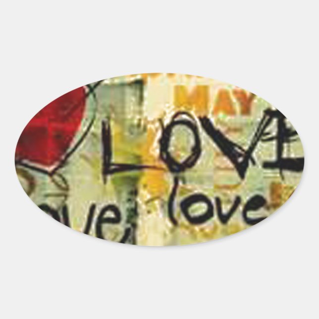Adesivo Oval Pegue Um Pequeno Grafite De Amor (Frente)