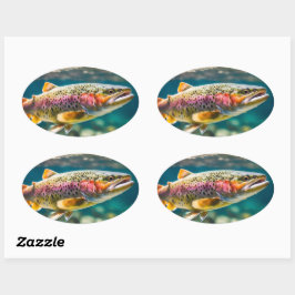 Adesivo Oval Peixe salmão
