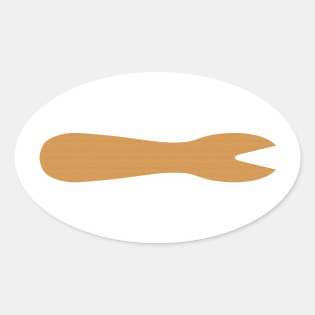 Adesivo Oval Peixes e Chips Compram Fork de Madeira (Frente)