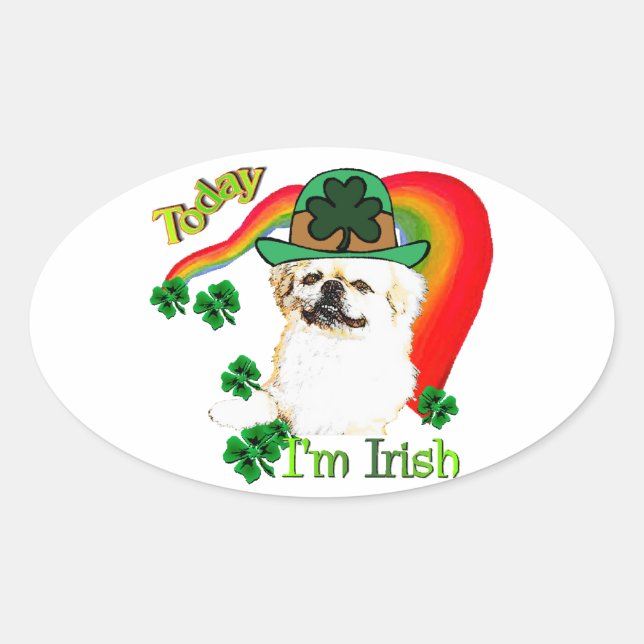 Adesivo Oval Pekingnese St Patricks (Frente)