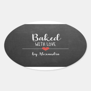 Adesivo Oval Pelado com amor Black Chalkboard name