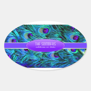 Adesivo Oval Pena de pavão PixDezines