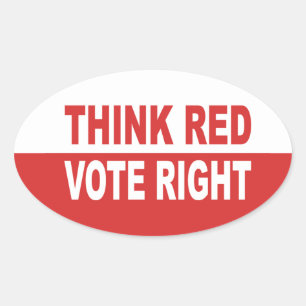 Adesivo Oval Pense no Red Vote Direito