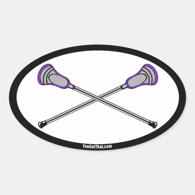 Adesivo Oval Pentes de Lacrosse Roxos (Frente)