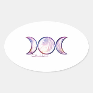 Adesivo Oval pérola iridescente da deusa da lua tripla