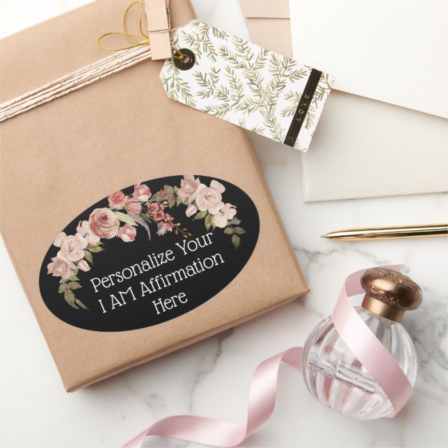 Adesivo Oval Personalizar Estou Afirmando Cristão Floral (Presentear)