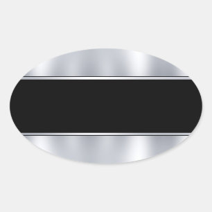 Adesivo Oval Personalizar modelo em branco Falso preto prata
