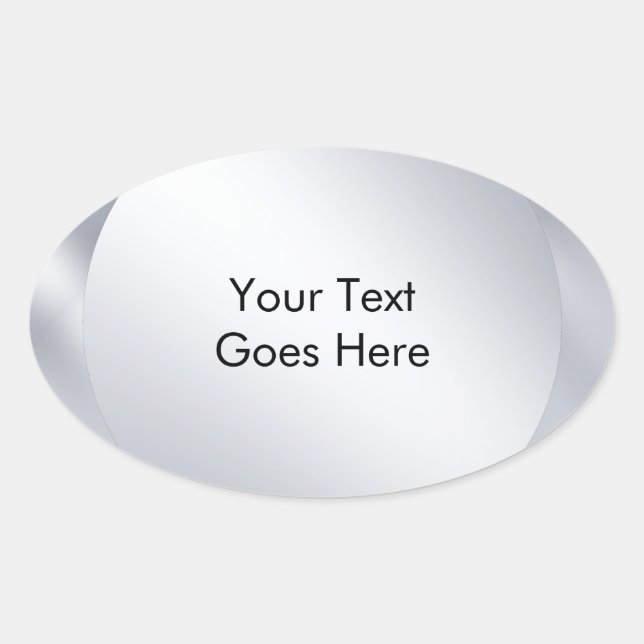 Adesivo Oval Personalize Adicione Seu Texto Visual Metálico Pra (Frente)