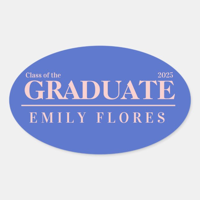 Adesivo Oval Personalized Modern trendy graduate class of 2025 (Frente)