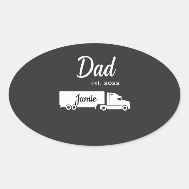 Adesivo Oval Personalized Trucker Dad Sticker with Semi Truck  (Frente)