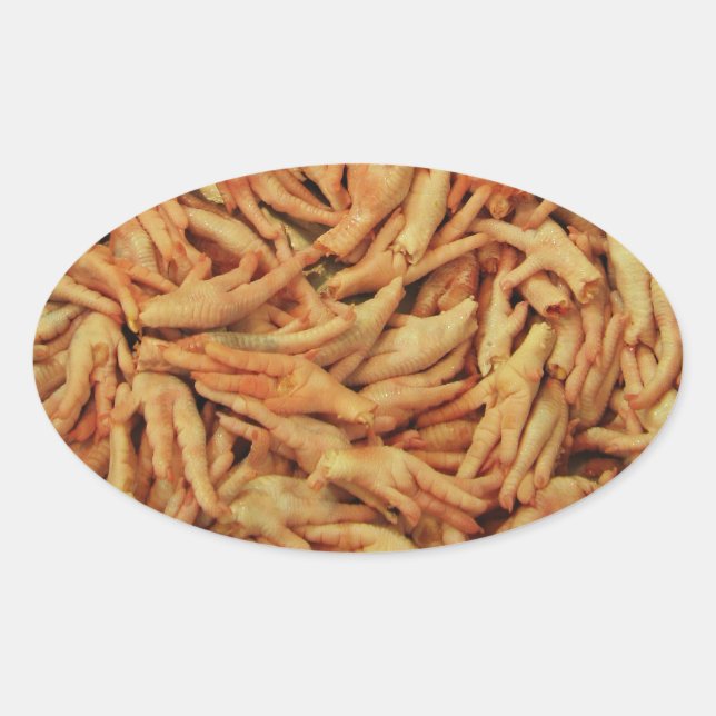 Adesivo Oval Pés de frango em bruto (Frente)