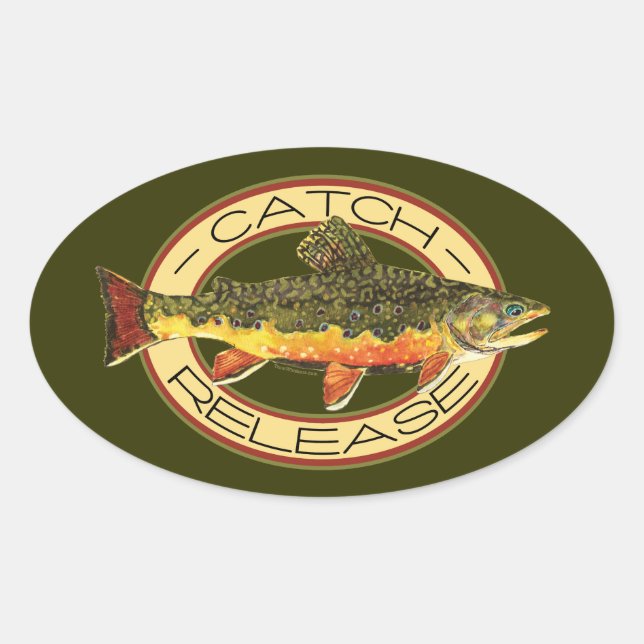 Adesivo Oval Pesca de Capturas e Libertação (Frente)